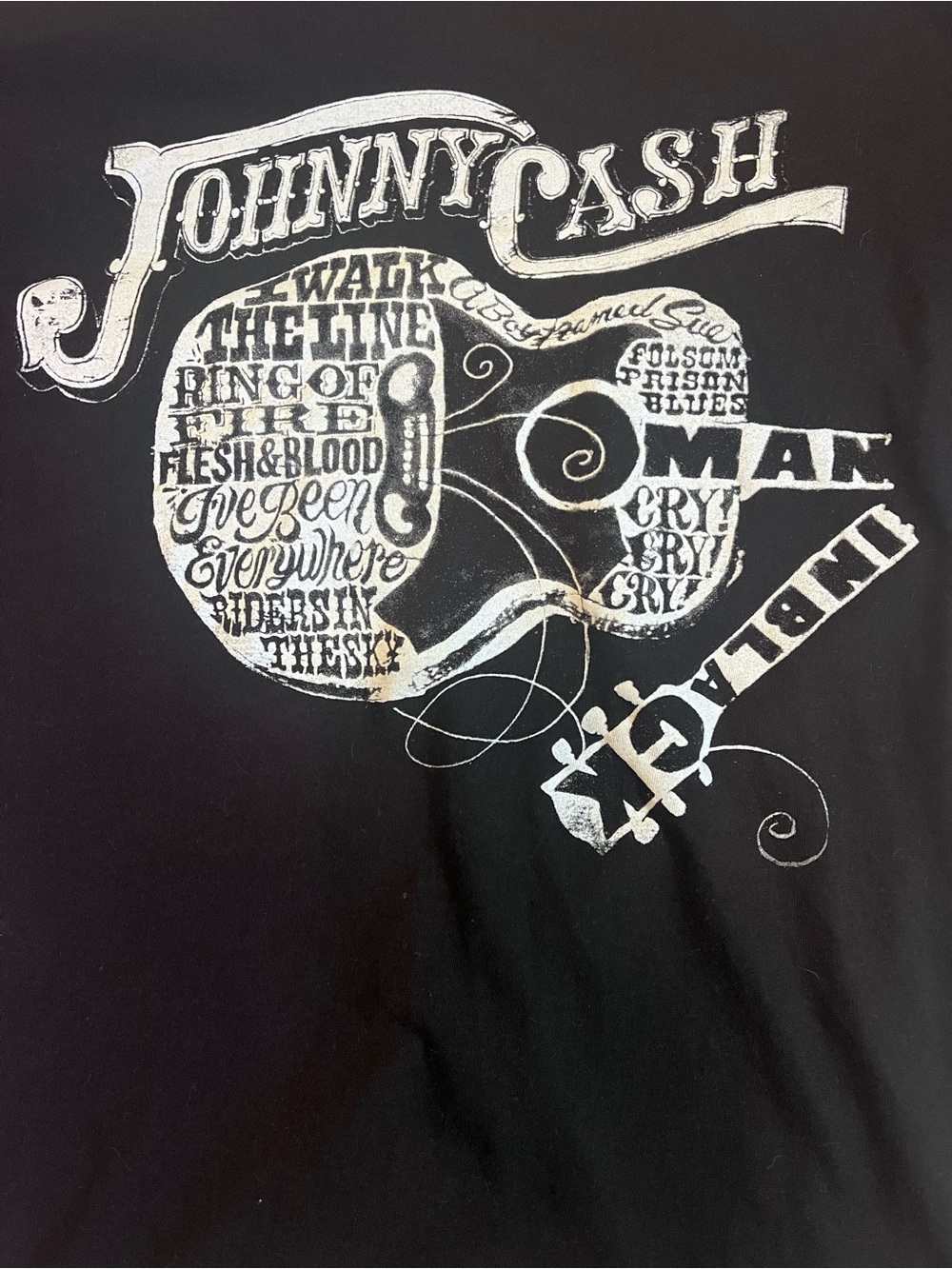 Johnny Cash Black Graphic Tee Size Youth Large